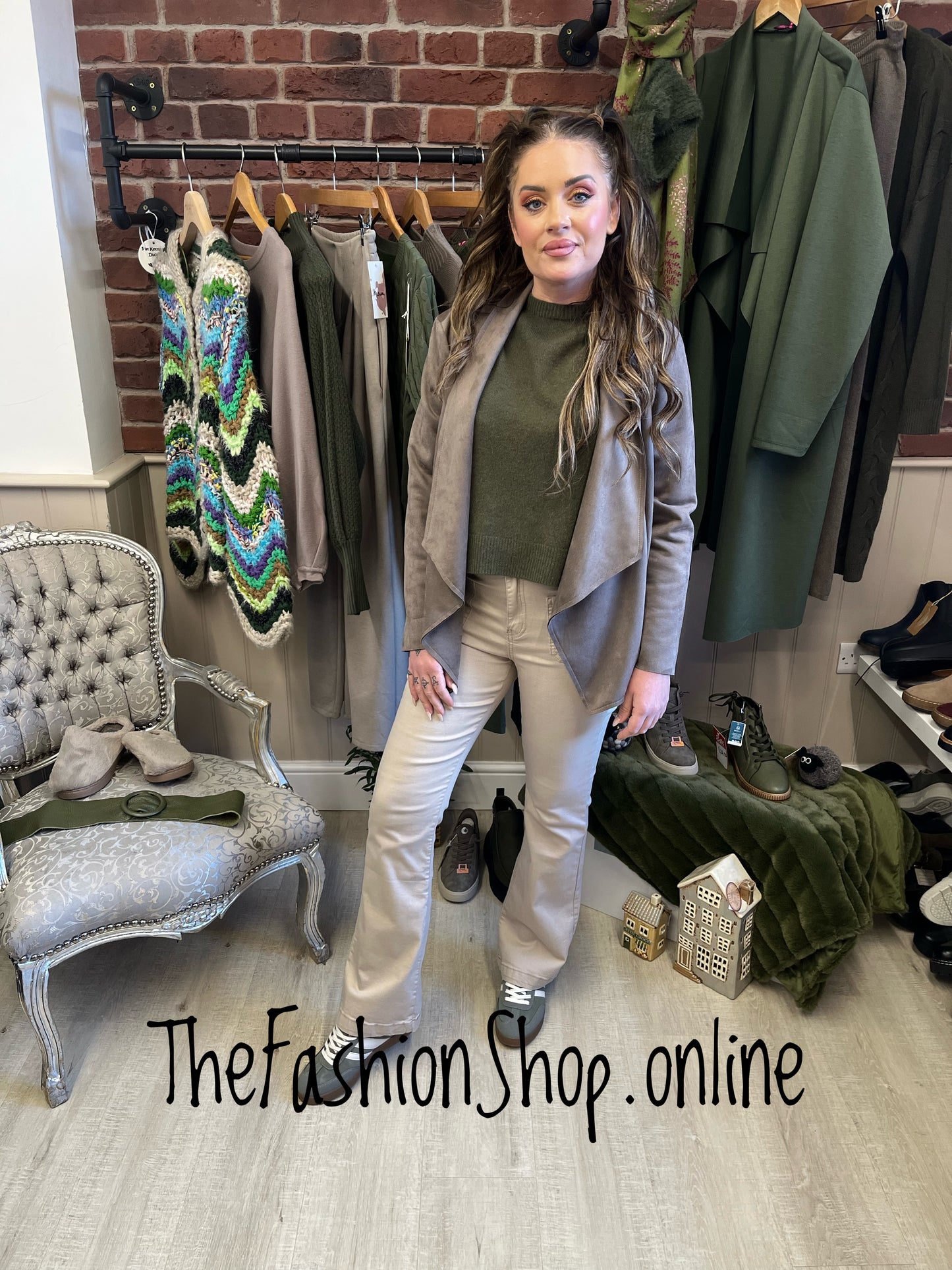 Evie beige bootcut jeans sizes 8-16