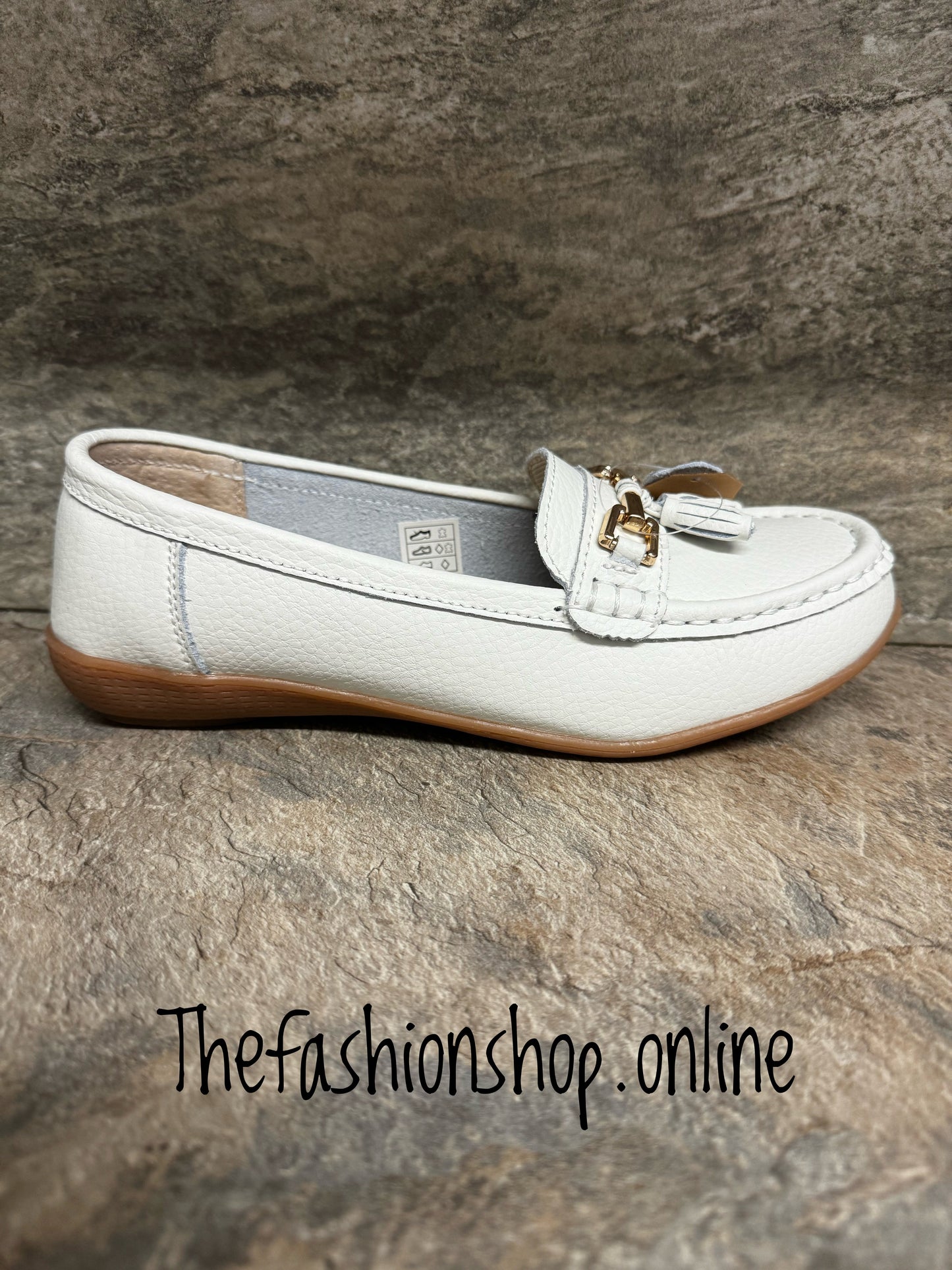 Jo & Joe Nautical leather white loafer 4-8