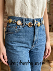 Marble and Gold Discs Chain Belt