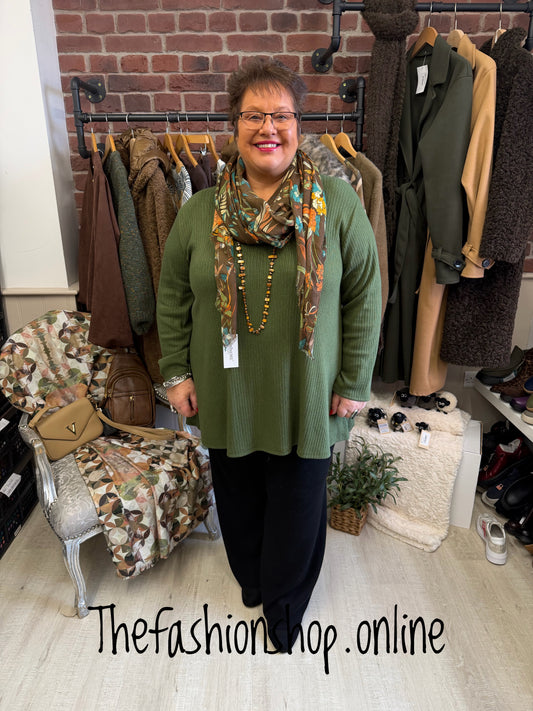 Cathy green ribbed swing top 18-24