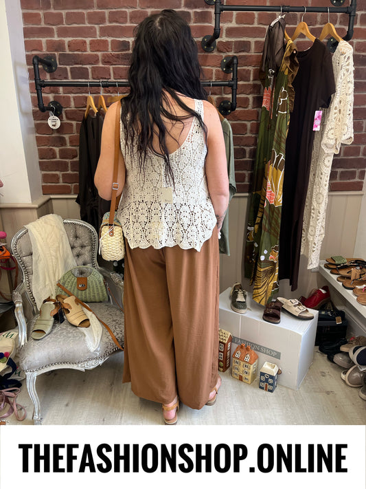 Tessa cinnamon wide leg trousers 10-22