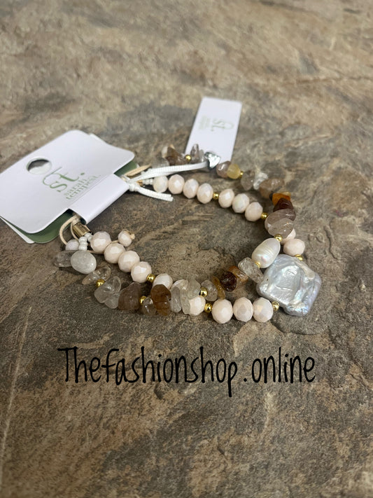Sarah Tempest natural beaded bracelet duo