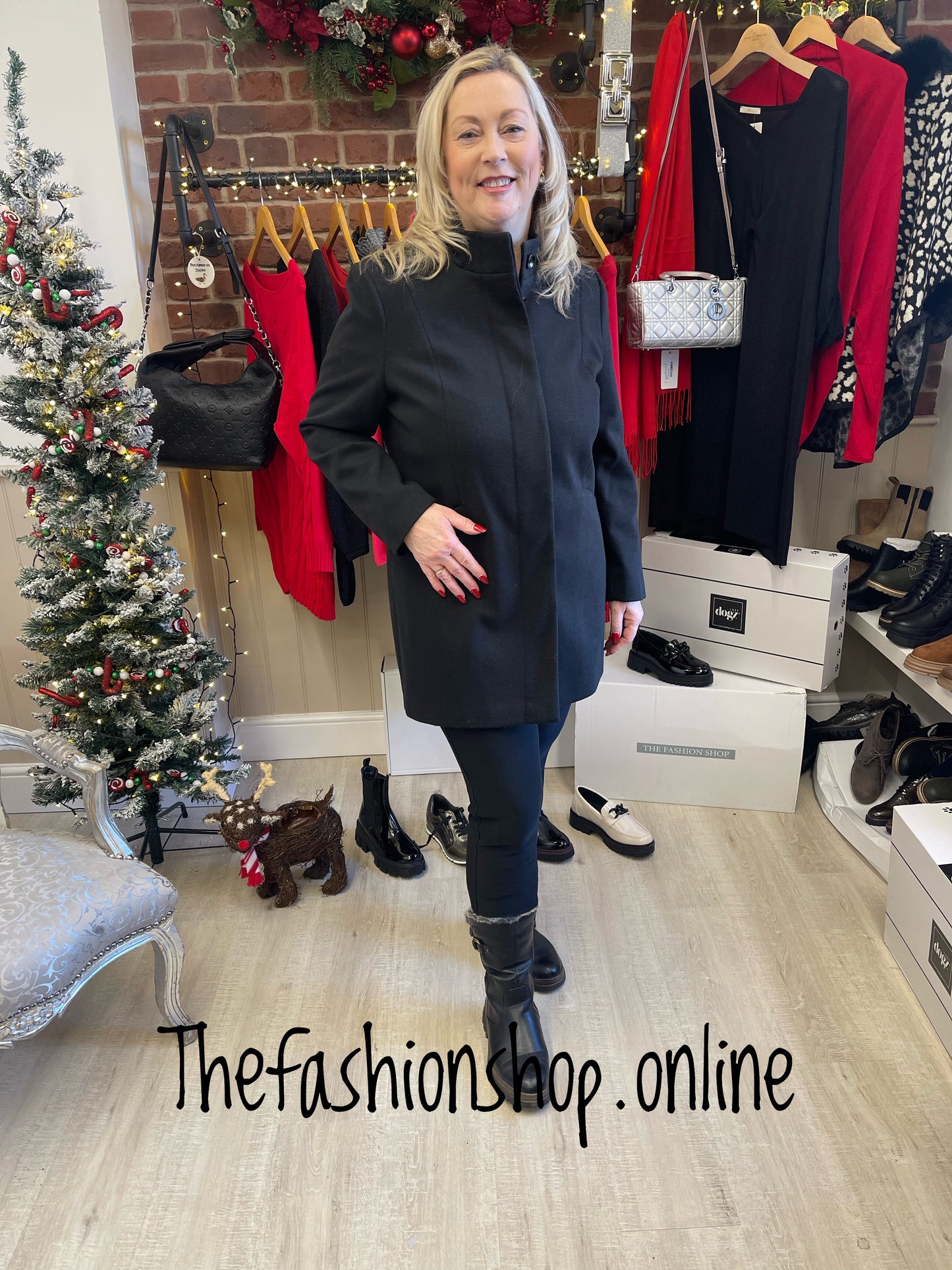 Black funnel neck coat sizes 10-20