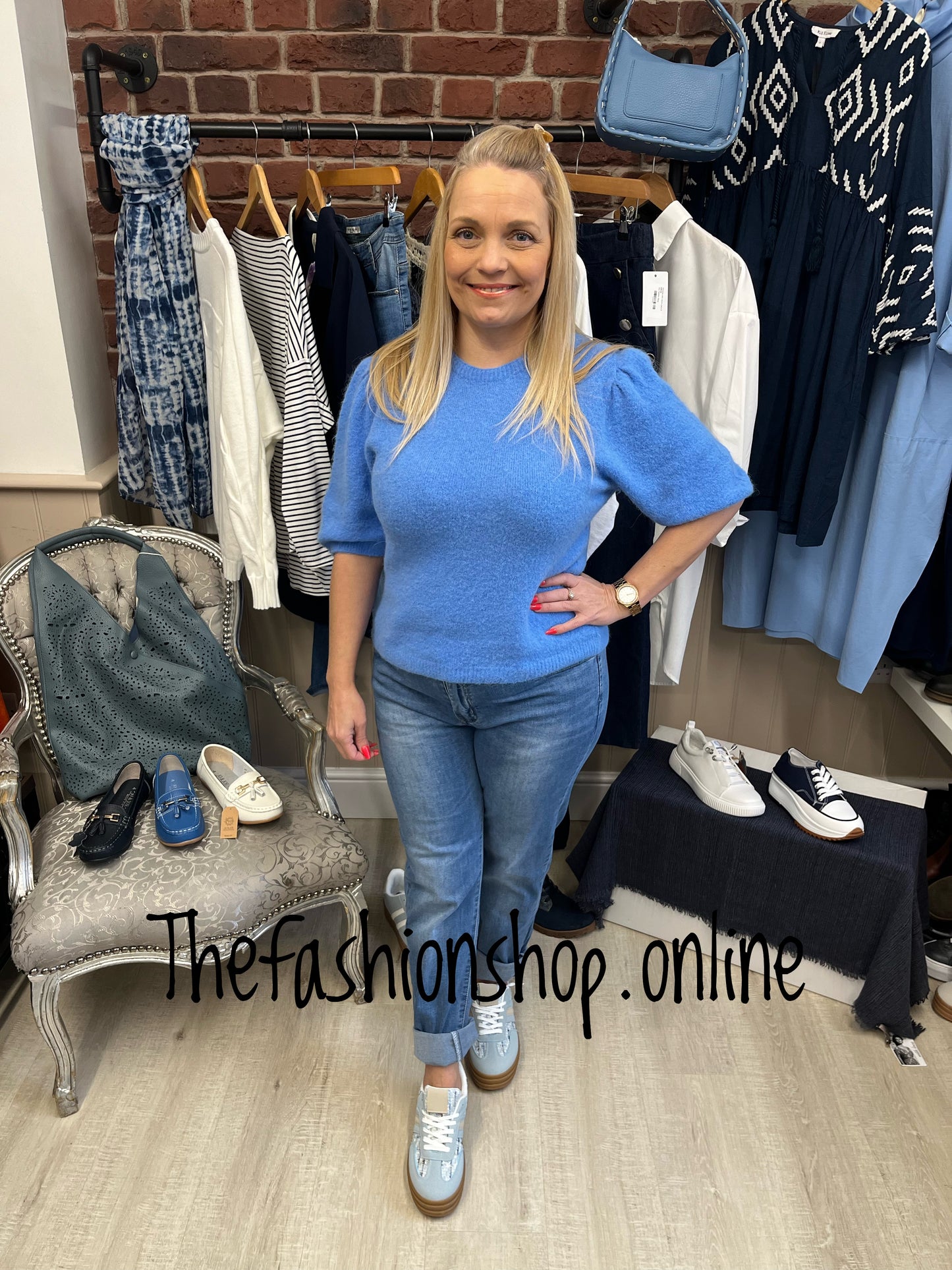 Lily cornflower blue wool mix top 8-14