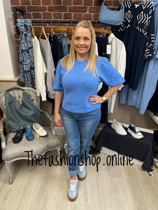 Lily cornflower blue wool mix top 8-14