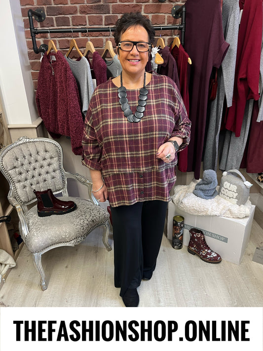 Matilda wine checked button top 16-22