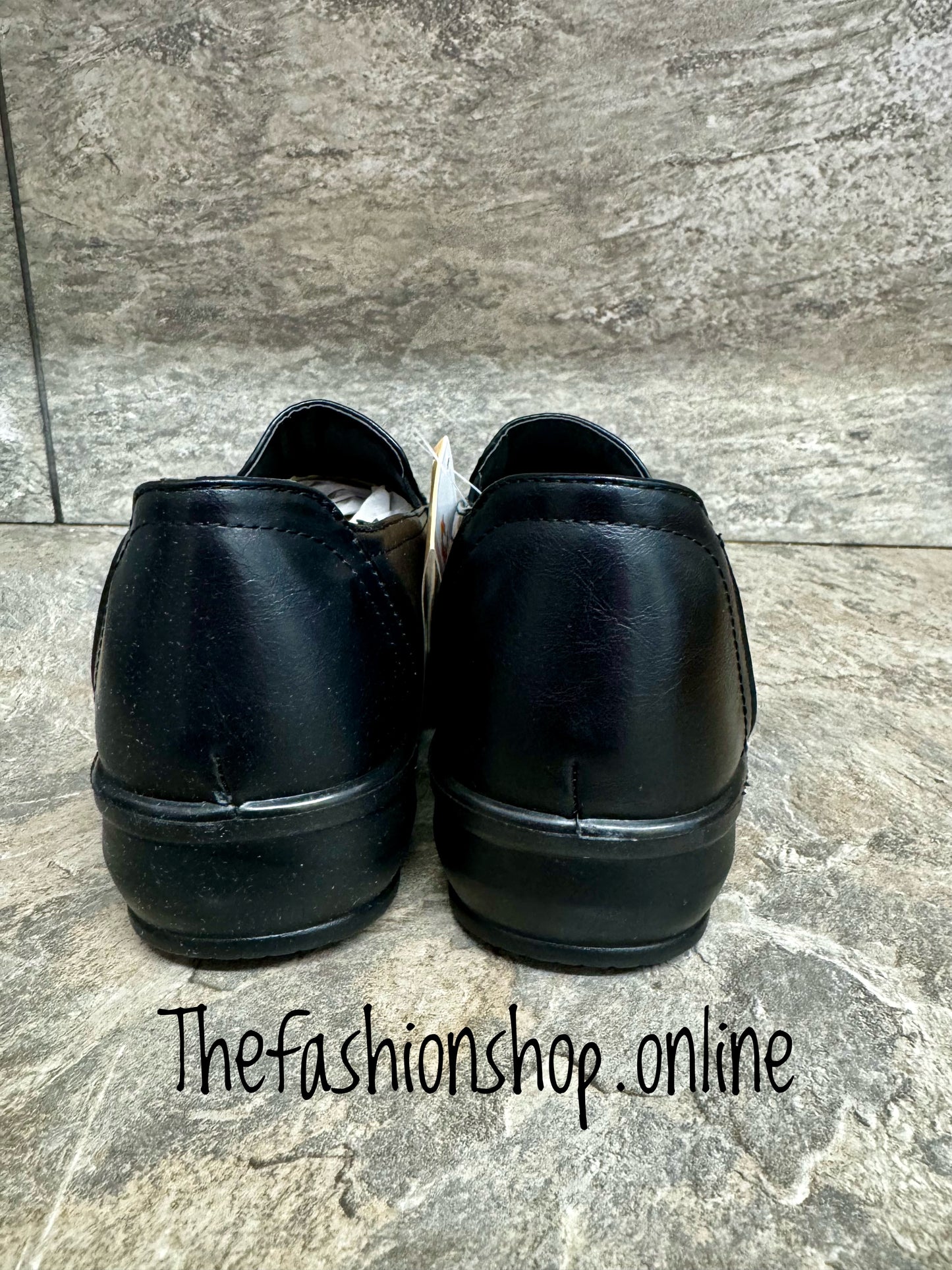 Dr Lightfoot Black Wide E Fit Slip On Shoes sizes 4-8
