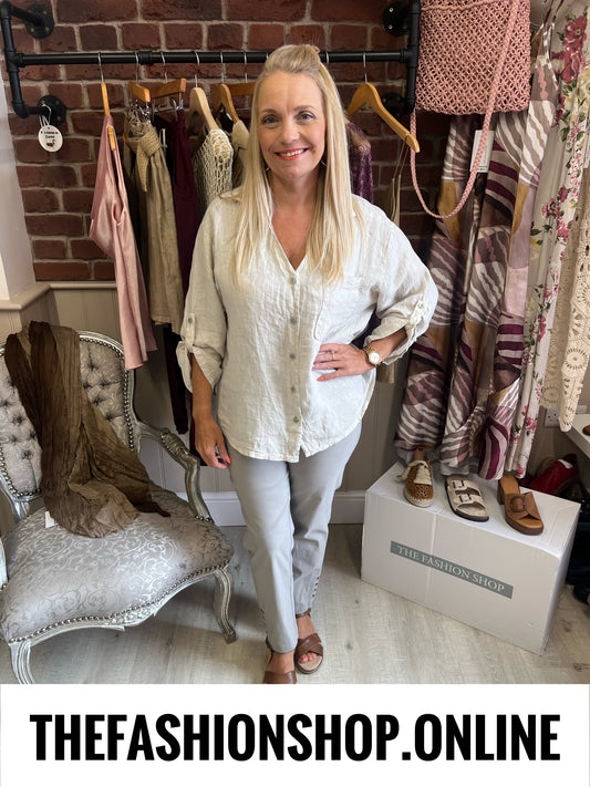 Nadine beige linen shirt/jacket 10-16