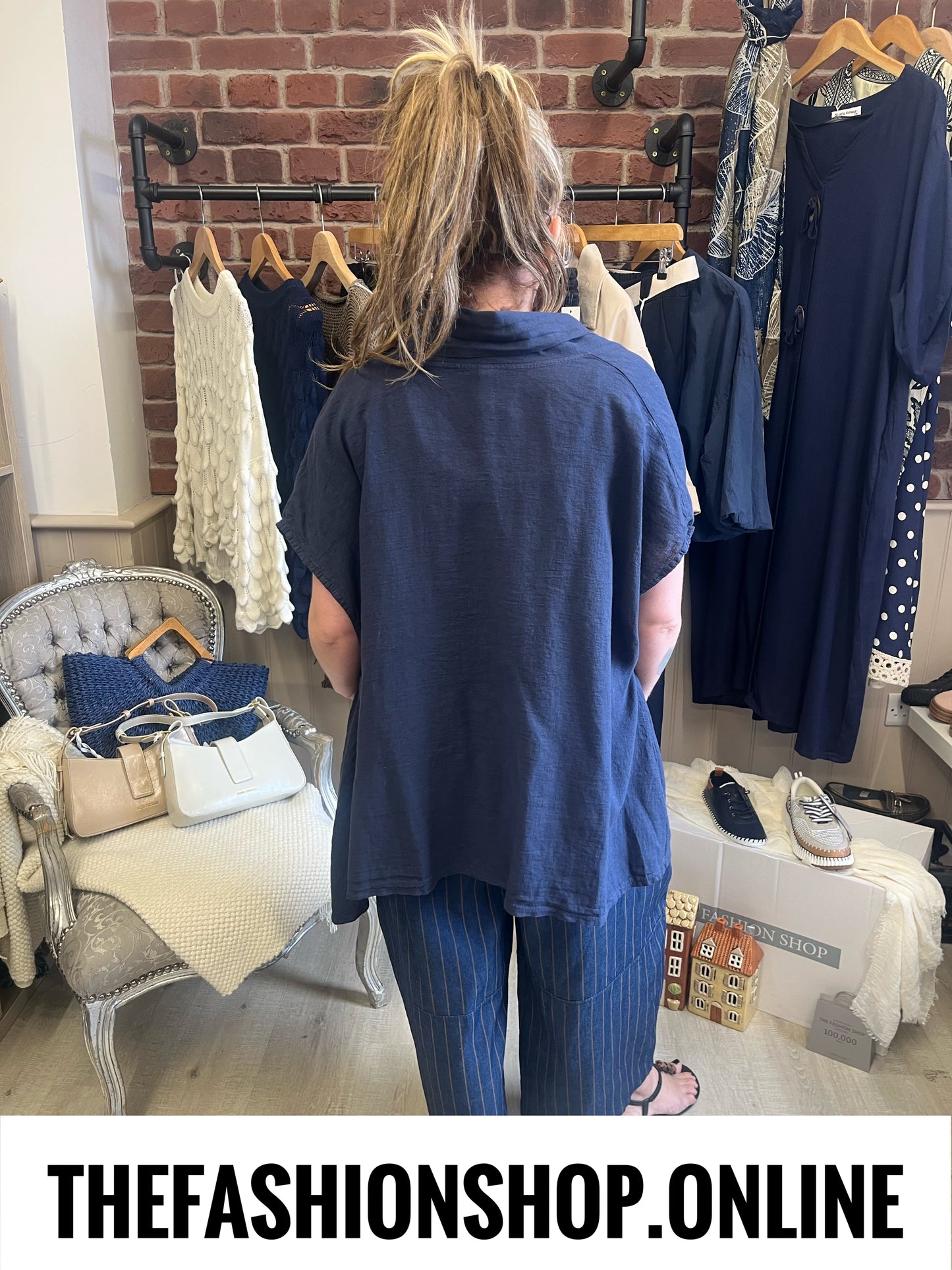 Marlene navy linen mix drape jacket 14-22