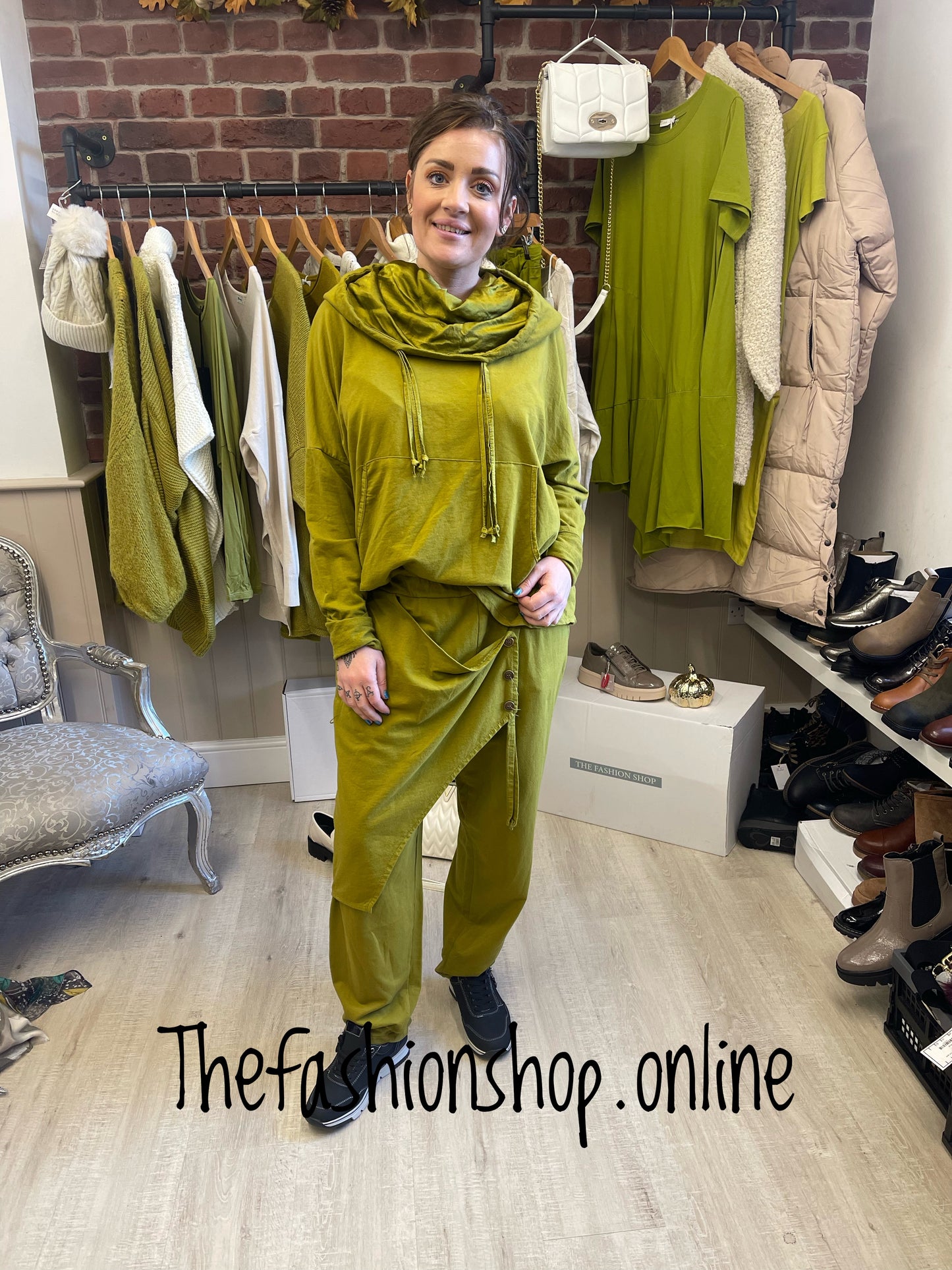 Olive funky trouser and hoodie set 8-14
