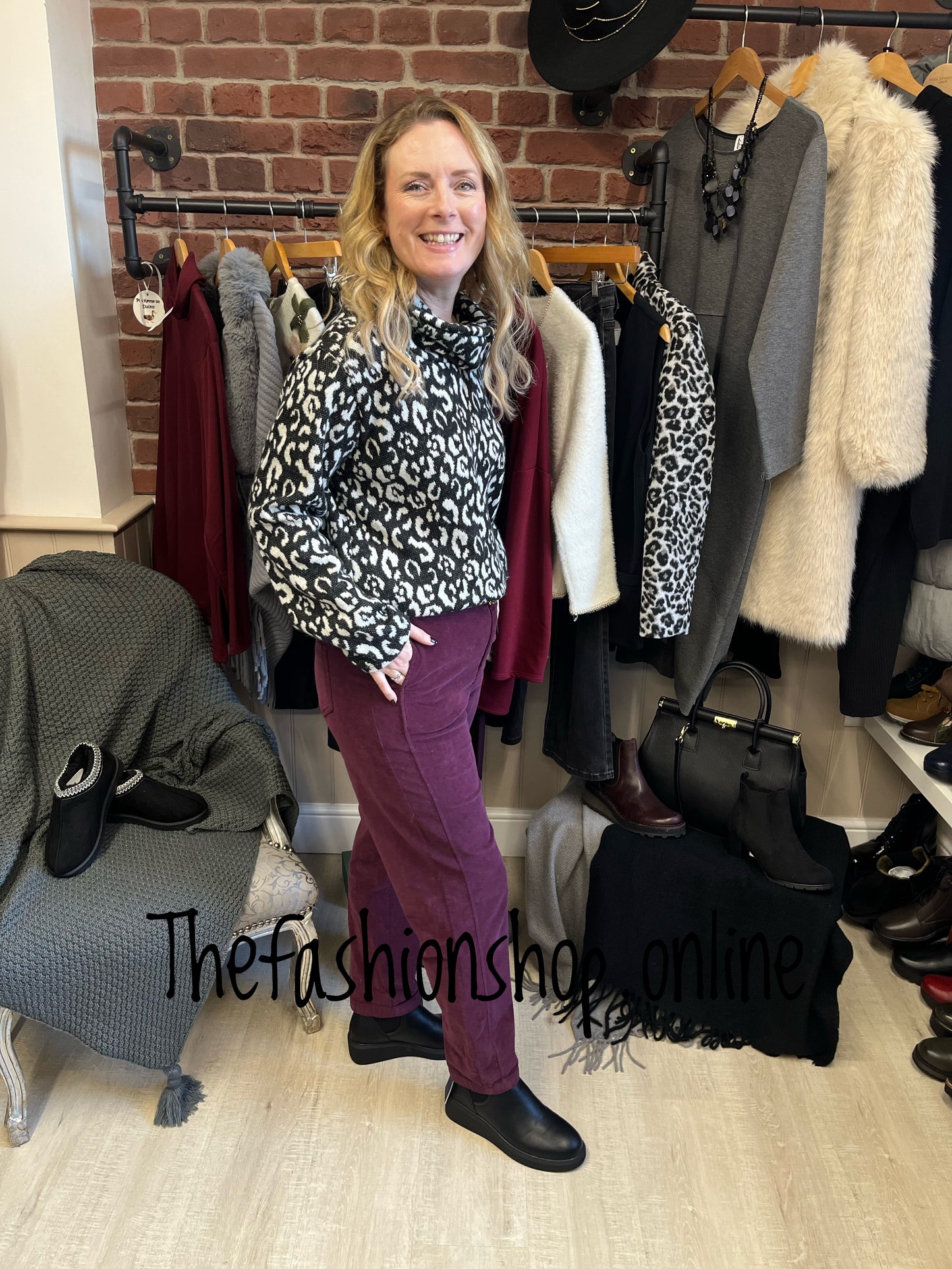 Sienna wine fine cord trousers sizes 10-20