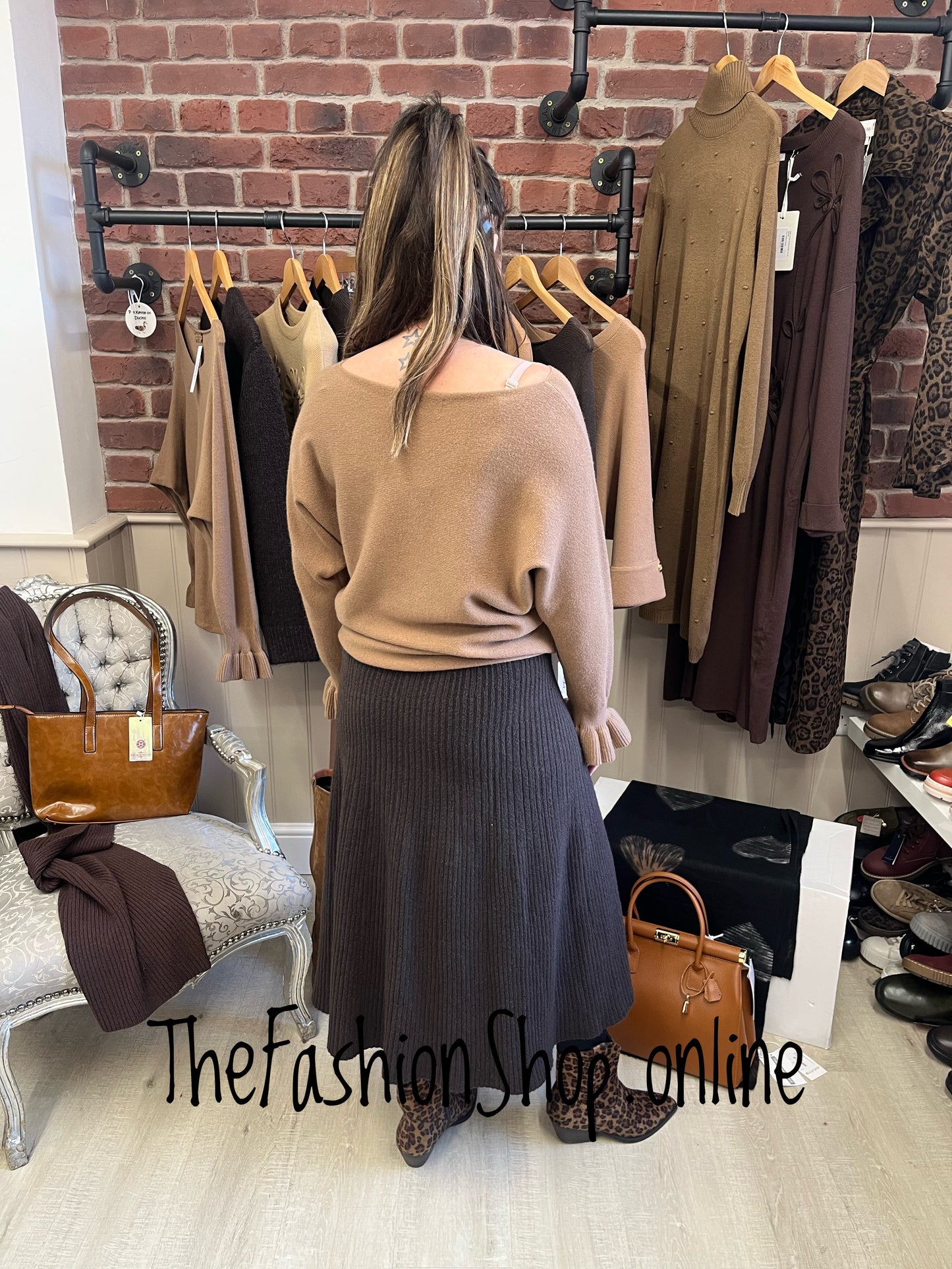 Della camel frill cuff jumper 8-16