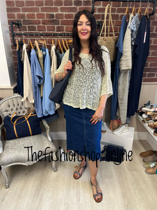 Pebble popcorn open knit top 10-20