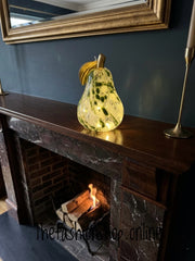 Diamond Cut LED Pear in Mottle Green