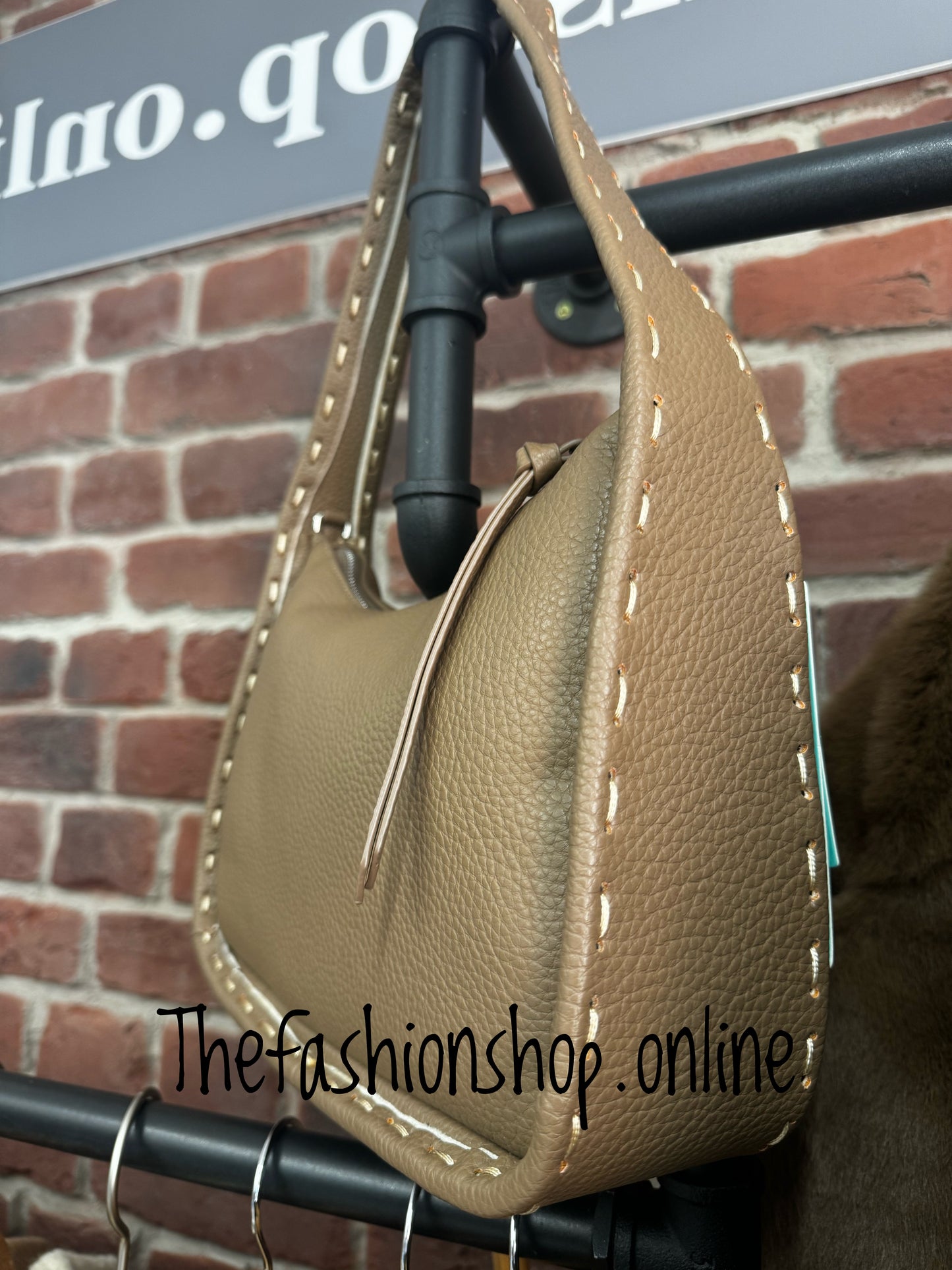 Medium brown bag with stitch detail