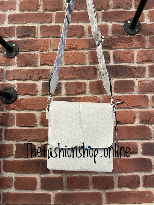 Grey faux leather messenger bag
