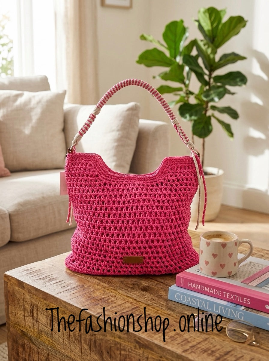 Sammy hot pink crochet bag