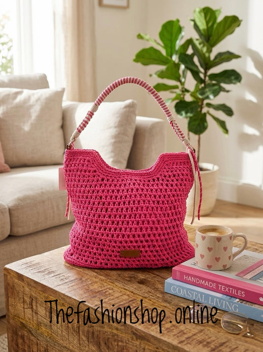 Sammy hot pink crochet bag