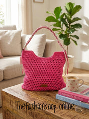 Sammy hot pink crochet bag