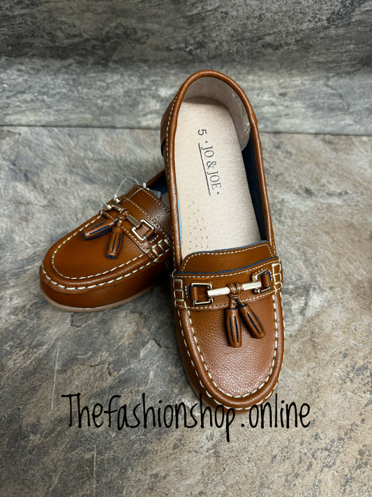 Jo & Joe Nautical leather tan loafer 4-8