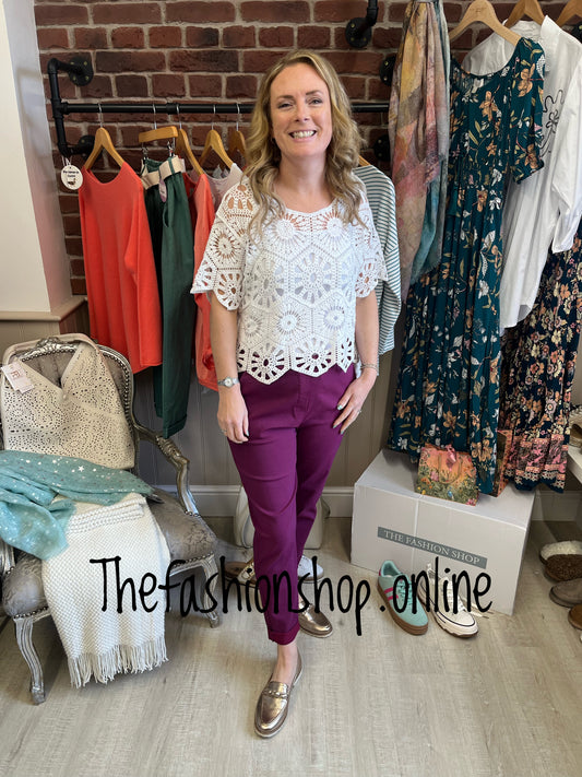 White crochet cotton layering top 8-14