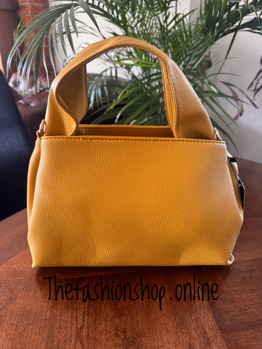Lily Tote Bag with shoulder strap in Mustard Yellow
