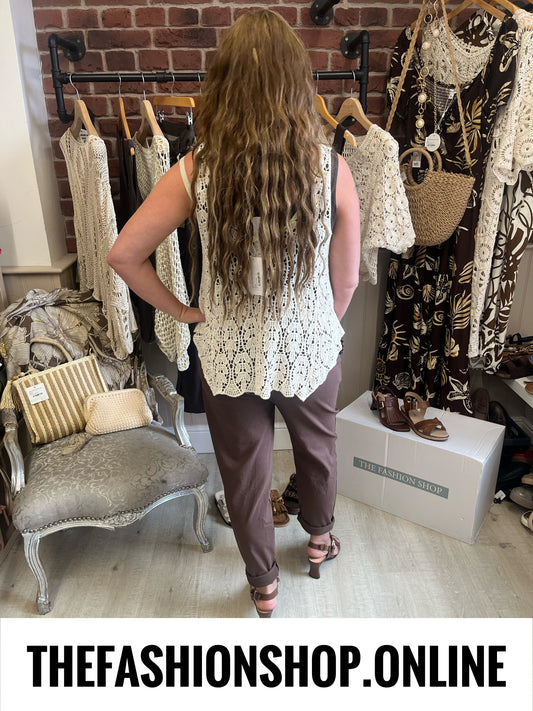 Heidi beige crochet knitted vest 8-14