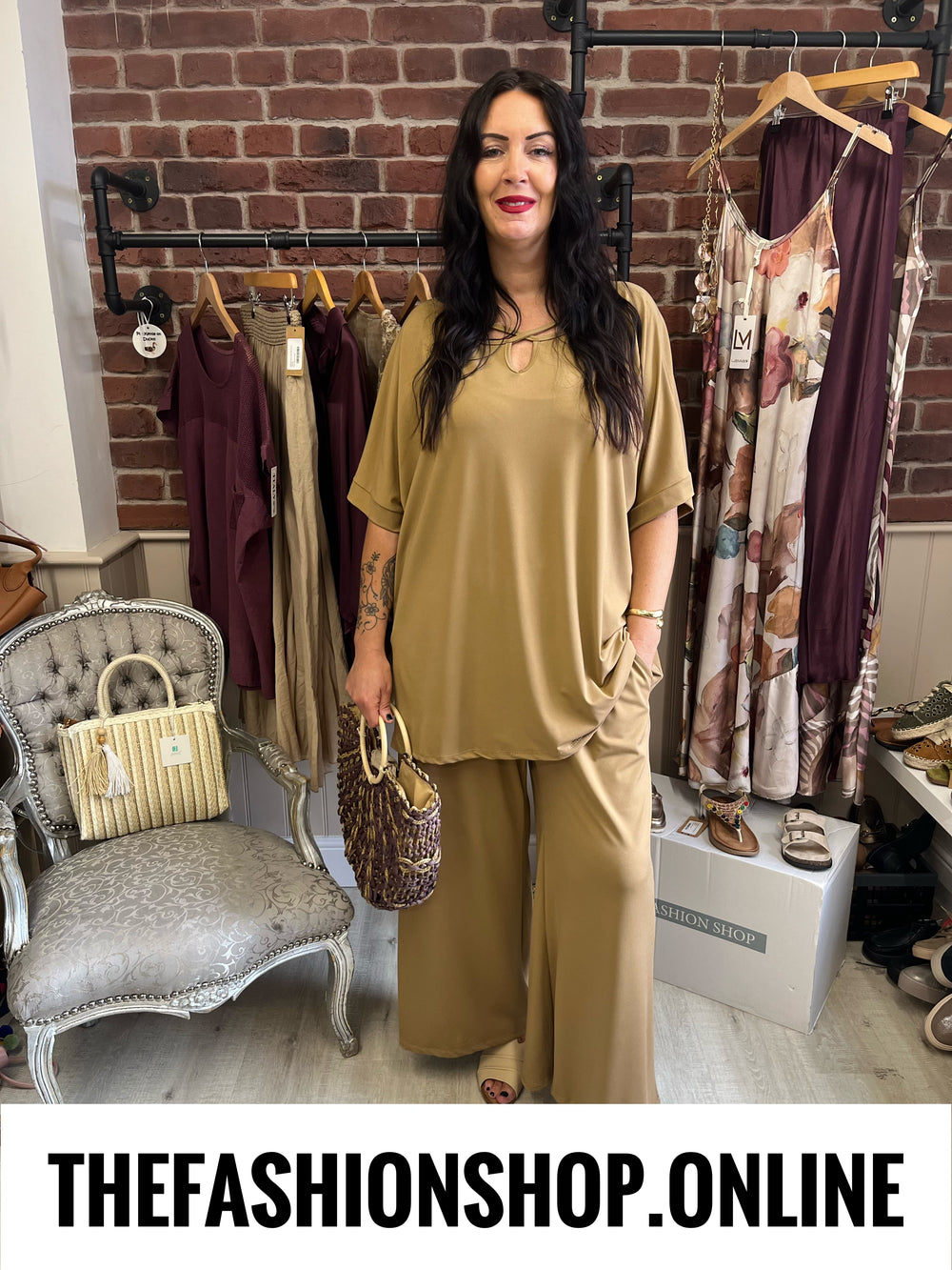 Melissa camel statement neck top 16-24