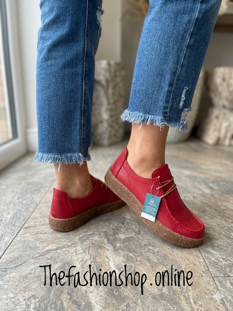 Modella Camden red leather shoes sizes 4-8 (37-41)