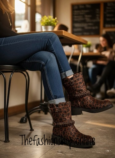 Nina Animal Print biker boots sizes 3-8 (36-41)