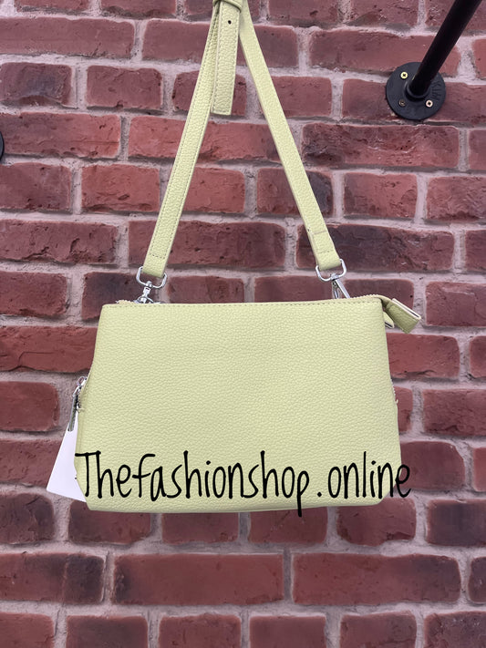 Hannah soft olive triple compartment bag