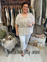 Sadie Cream crochet layering top 14-22
