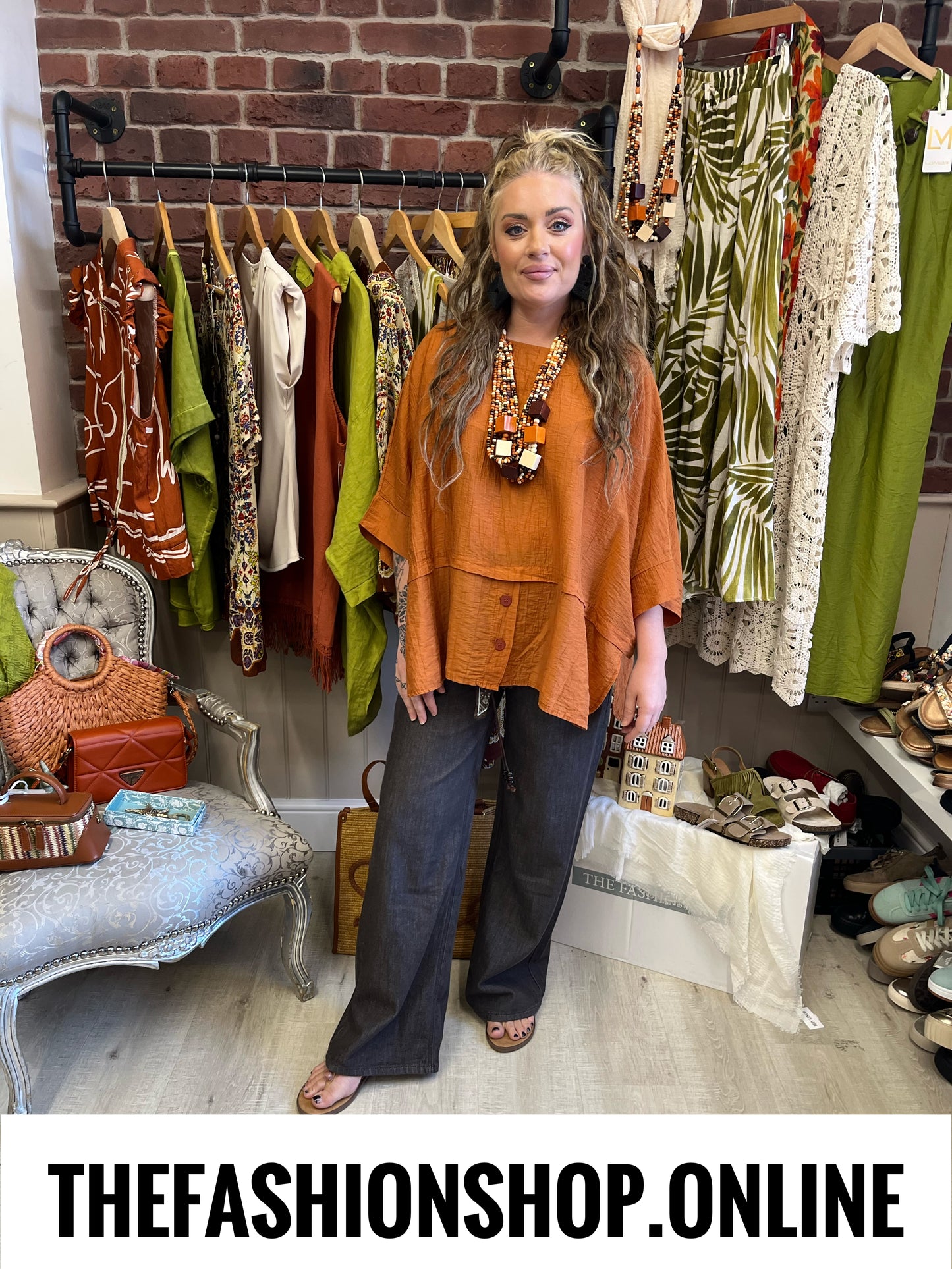 Cleo cinnamon button top 16-22