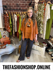 Cleo cinnamon button top 16-22