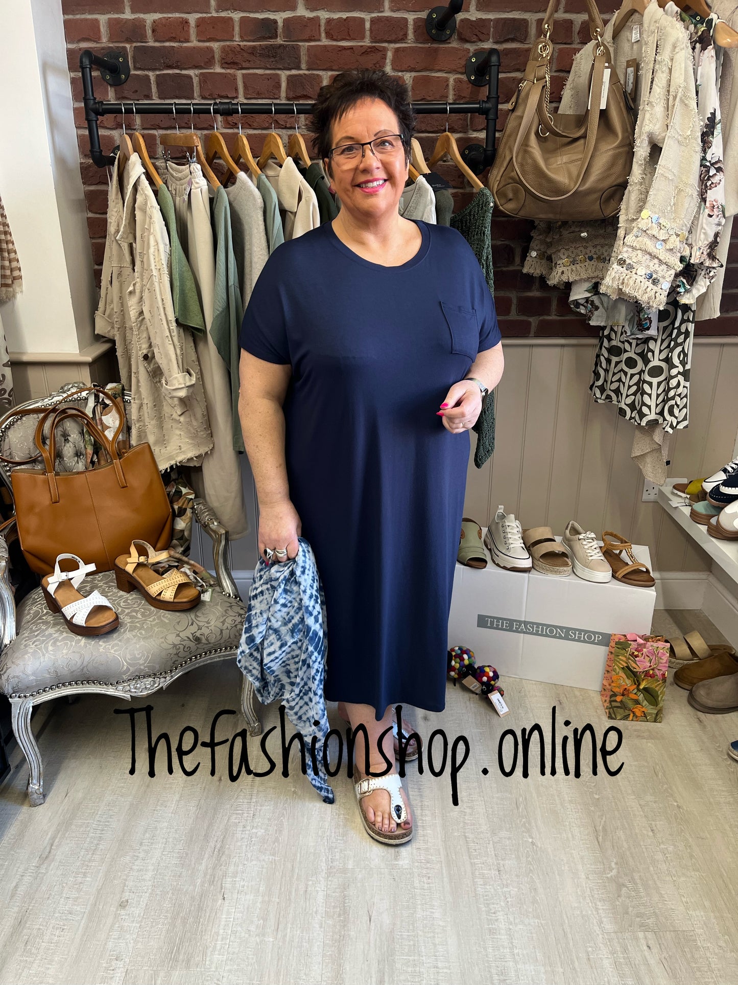Navy midi dress up dress down dress 16-26