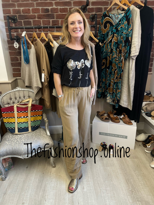 Adele camel linen mix trousers 10-16