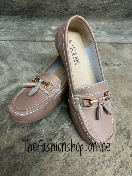 Jo & Joe Nautical leather mocha loafer 4-8