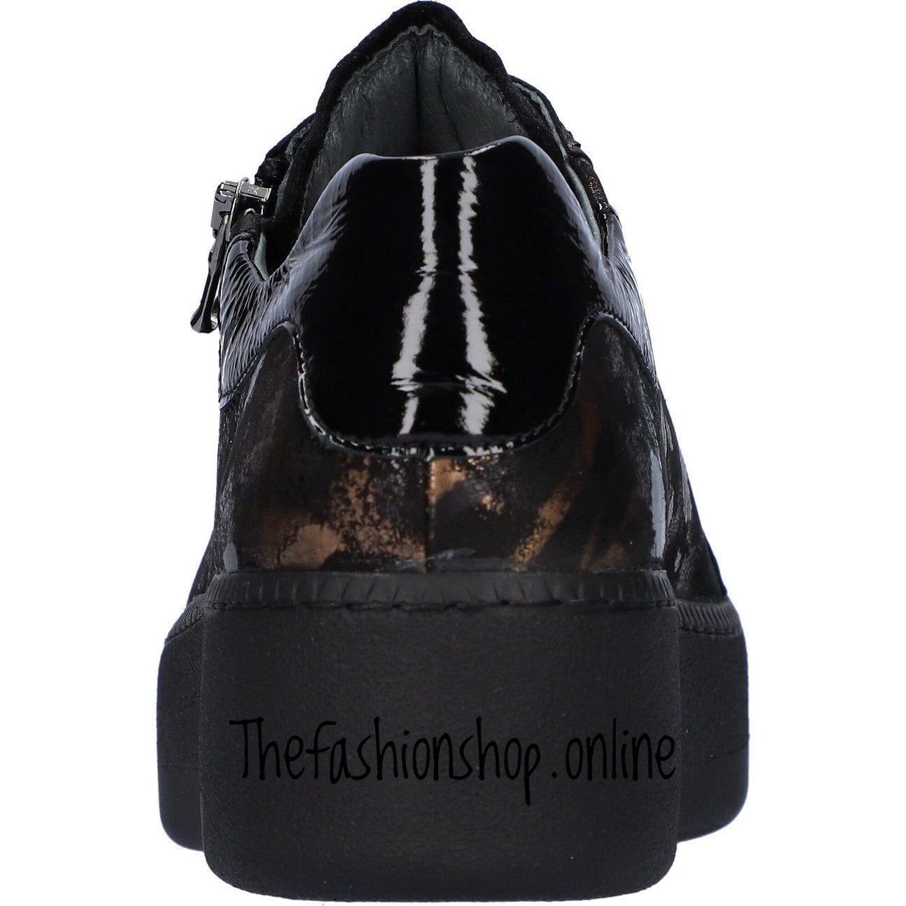 Black wide fit Waldlaufer lace up with side zip leather trainer sizes 4-8