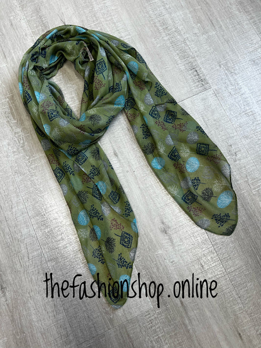 Khaki wood print scarf