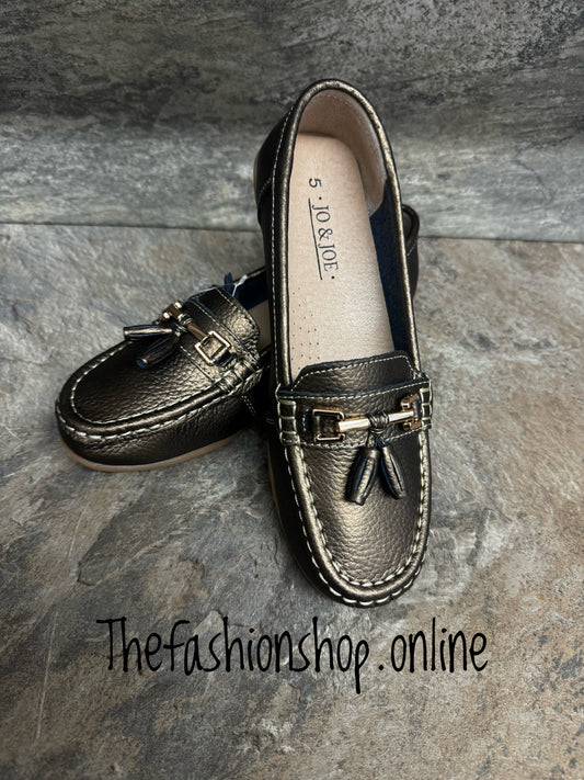 Jo & Joe Nautical leather bronze loafer 4-8