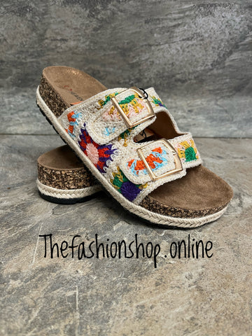 Heavenly Feet beige Hyde mules sizes 4-7 (37-41)