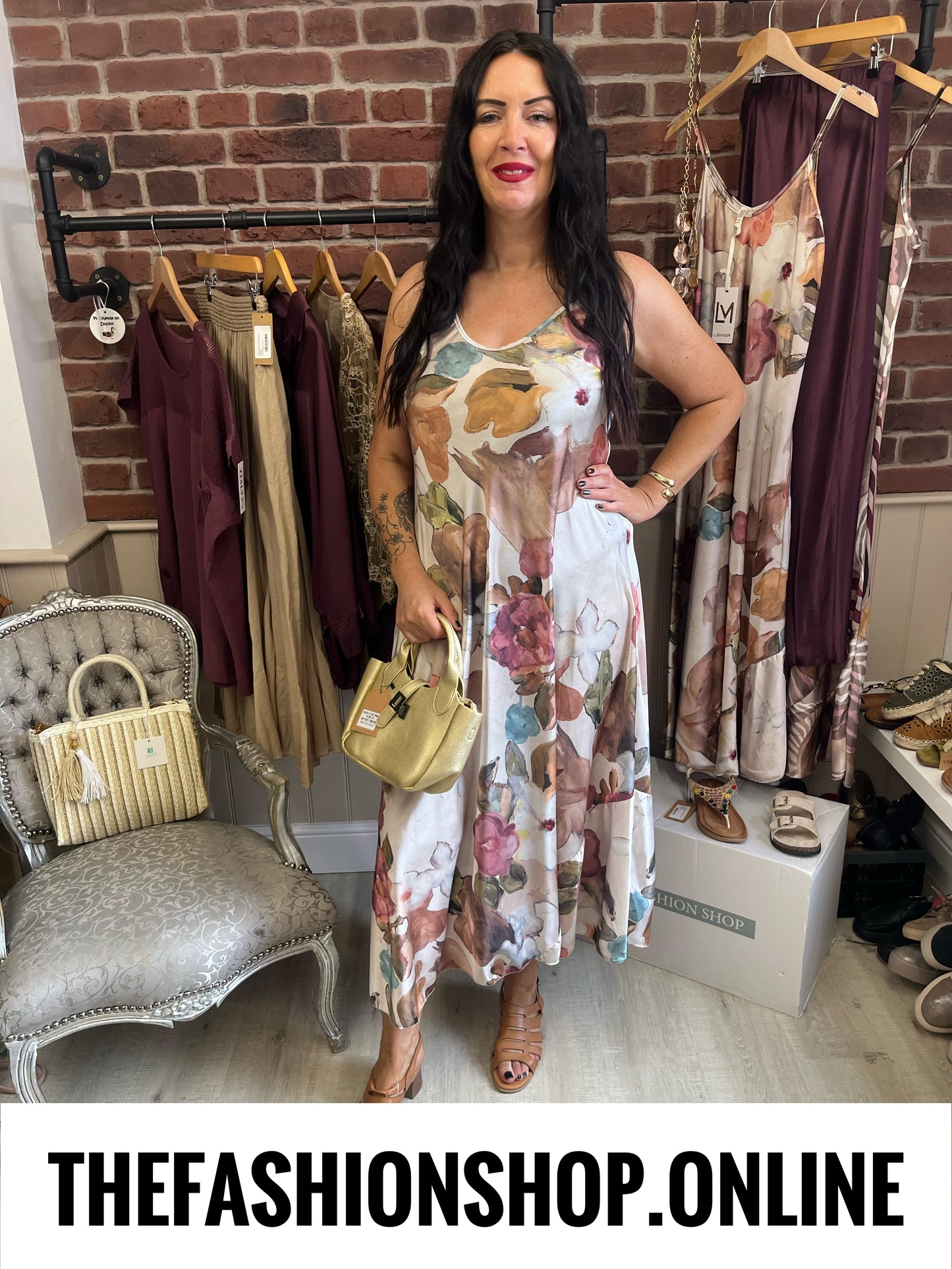 Macie watercolour flowers strappy dress 10-16
