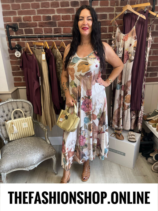 Macie watercolour flowers strappy dress 10-16