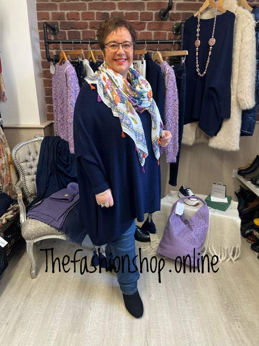 Navy poncho with sleeves 12-26