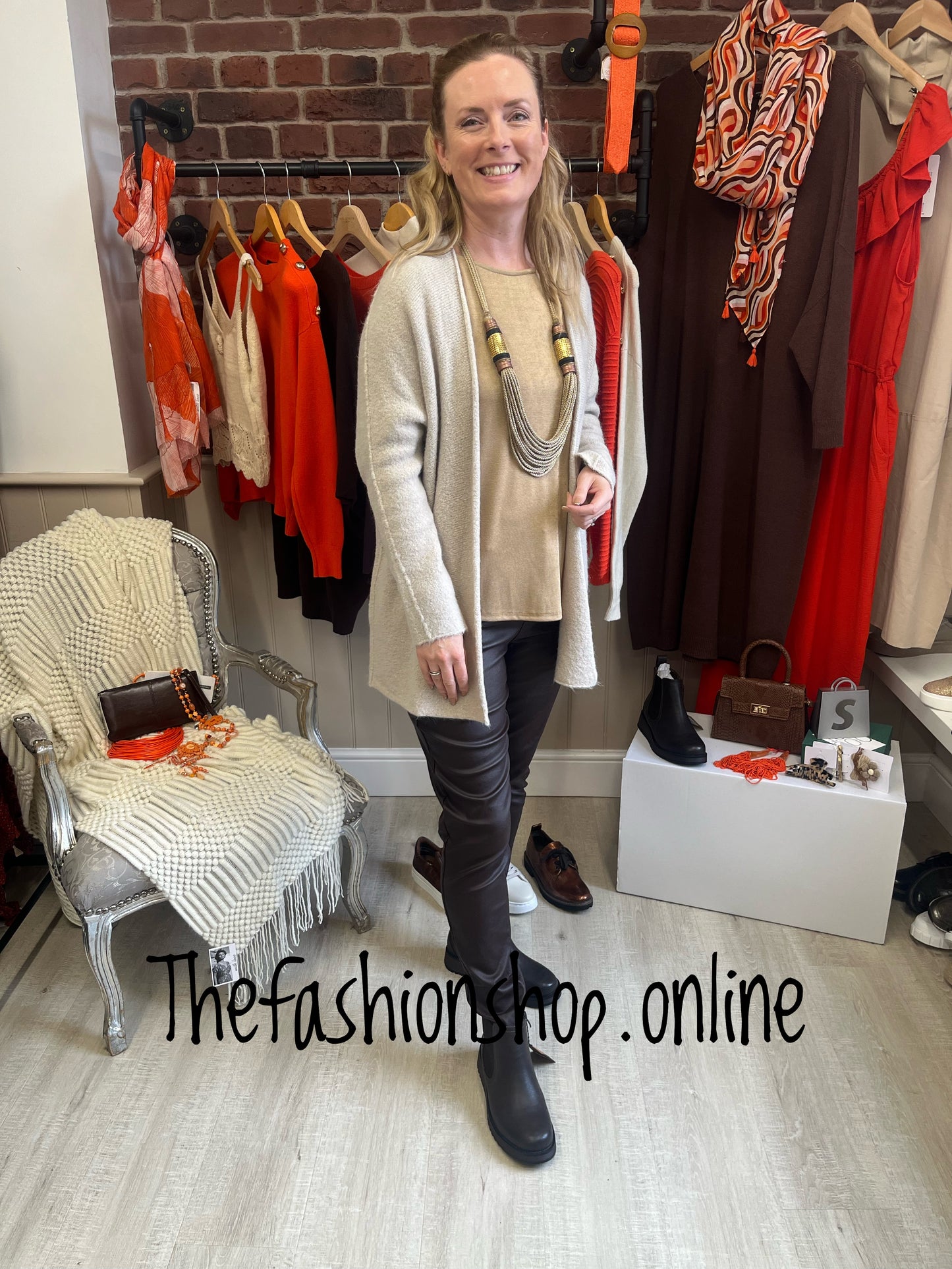 Erika beige edge to edge wool mix cardigan 8-16