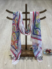 Colourful graphic print scarf