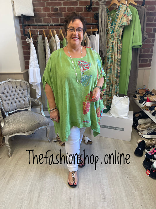 Green side panel oversize funky top - free size