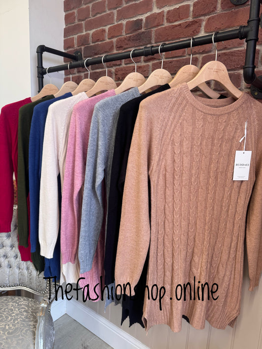 Rosie camel cashmere mix cable knit jumper 12-16