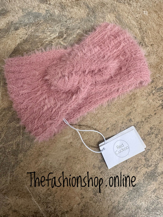 Zoe knot Front Headband in Pink