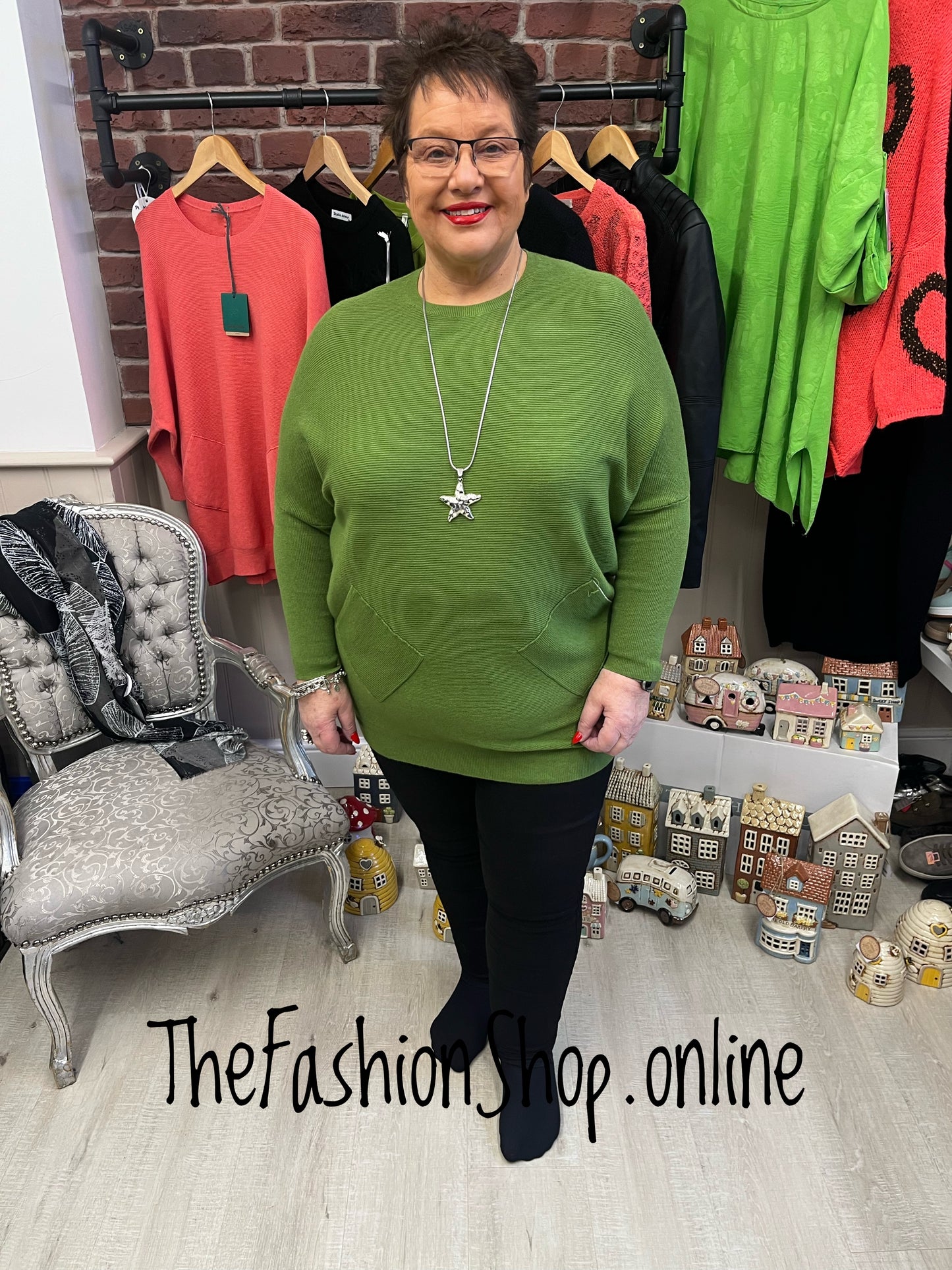 Evelyn olive criss cross back jumper 12-22